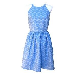 ModCloth Wendy‎ Bird Aline Floral Halter Dress in Icy Blue Size 12 NWT